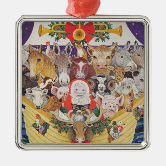 kerstaankomst metalen ornament (Voorkant)