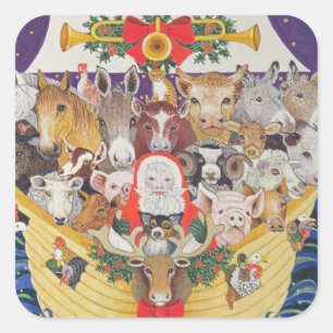 kerstaankomst vierkante sticker