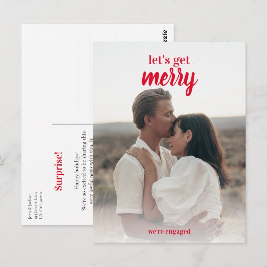 kerstaankondiging Verloving feestdag Briefkaart (Voorkant / Achterkant)