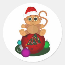 Kerstaap Ronde Sticker