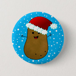 Kerstaard in een kerstmannenhoed ronde button 5,7 cm