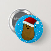 Kerstaard in een kerstmannenhoed ronde button 5,7 cm (Voorkant /achterkant)