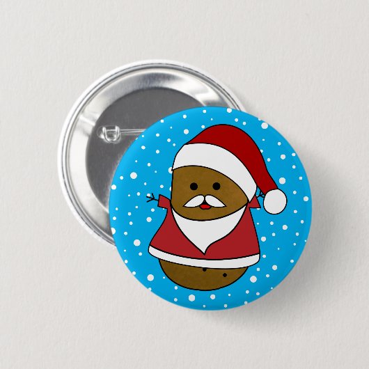 kerstaardappel in een kersthat en pak ronde button 5,7 cm (Voorkant /achterkant)