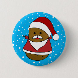Kerstaardappel in een kerstmannenhoed en -pak ronde button 5,7 cm