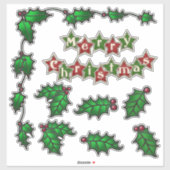 Kerstaaren Holly Berries Border Sticker (Vel)