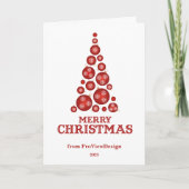 Kerstabalboom, rood en wit feestdagen kaart (Voorkant)