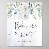 Kerstabel elegant blauw baby's zijn zoet poster (Voorkant)