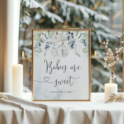 Kerstabel elegant blauw baby's zijn zoet poster