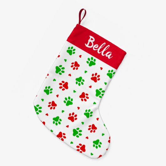 Kerstabel en Groene Dog Pattern Kleine Kerstsok (Voorkant (Hangend))