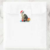 Kerstabel kat en schattige kleine engel vierkante sticker (Tas)