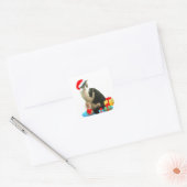 Kerstabel kat en schattige kleine engel vierkante sticker (Envelop)