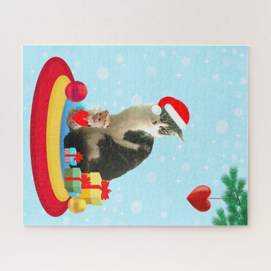 Kerstabel katten en engel legpuzzel (Horizontaal)