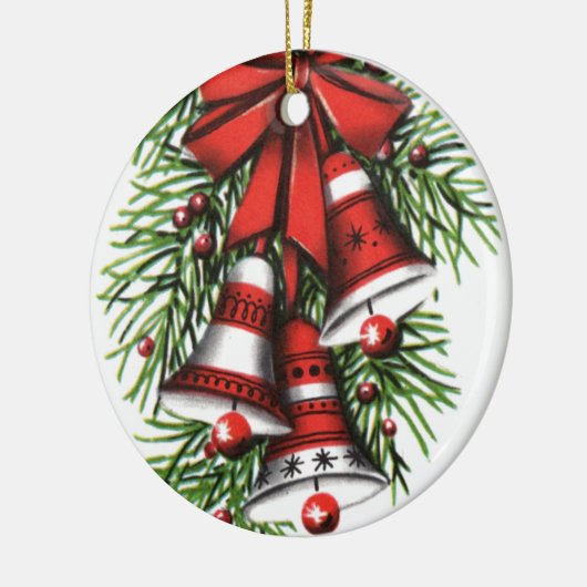 kerstabel met kerstabel keramisch ornament (Links)