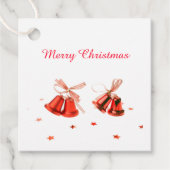 Kerstabel met rode kerstcellen, versierd met tekst bedankjes labels (Voorkant)