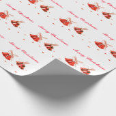 Kerstabel met rode kerstcellen, versierd met tekst cadeaupapier (Hoek)