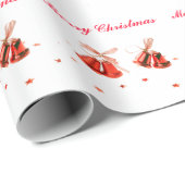 Kerstabel met rode kerstcellen, versierd met tekst cadeaupapier (Rol Hoek)