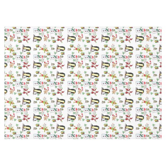 Kerstabel, pinguïn, Snowman, Elf Tafelkleed (Voorkant (Horizontaal))