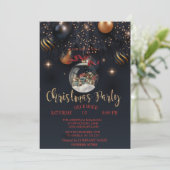 Kerstabel Retro Car Black Company Party Kaart (Staand voorkant)