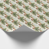 Kerstabel rode kattenlantaarns met bomen cadeaupapier (Hoek)