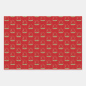 Kerstabel rood donkergroen zwarte goudgordel inpakpapier vel (Voorkant)