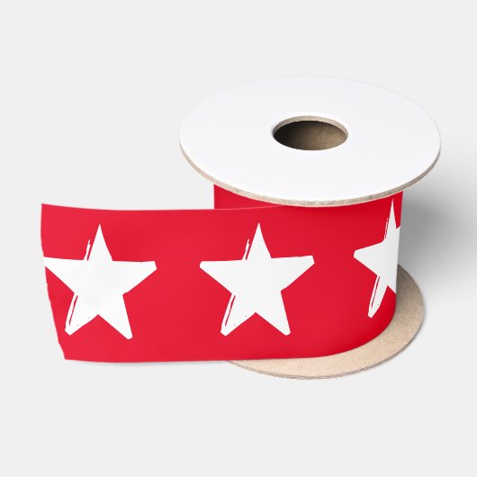 Kerstabel rood met witte sterren modern satijnen lint (Spoel)