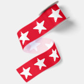 Kerstabel rood met witte sterren modern satijnen lint (Achterkant)
