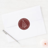 Kerstabel Rood Zwarte Gingham Pattern Envelope Sea Ronde Sticker (Envelop)