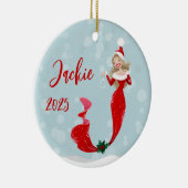 Kerstabel van de feestdag van Mermaid Lover Keramisch Ornament (Rechts)