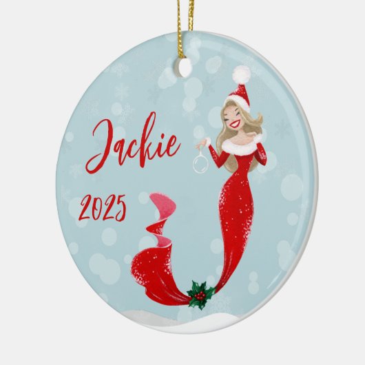 Kerstabel van de feestdag van Mermaid Lover Keramisch Ornament (Links)