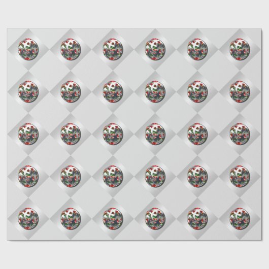 Kerstabel versiert zilverrood groen cadeaupapier (Vlak)