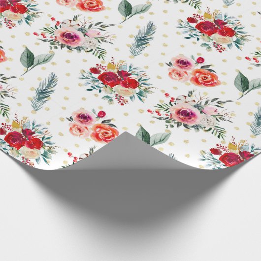 Kerstabloemen en driehoekspatroon cadeaupapier (Hoek)