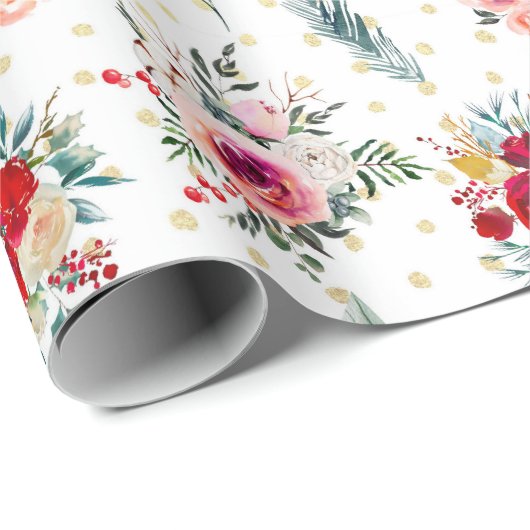 Kerstabloemen en driehoekspatroon cadeaupapier (Rol Hoek)