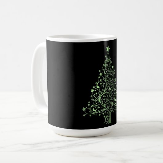 Kerstabomen Black Metallic Green Elegant Koffiemok (Voorkant links)