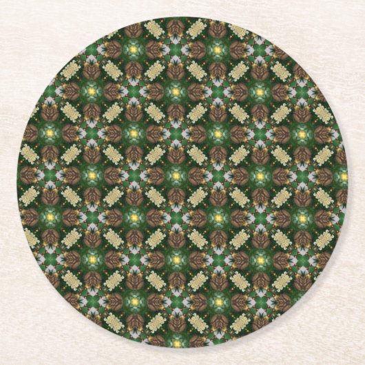 Kerstabomen Pine Cones Patroon Ronde Kartonnen Onderzetter (Voorkant)