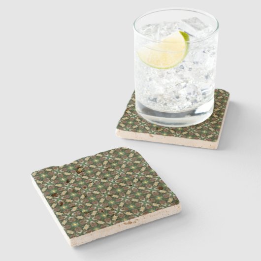 Kerstabomen Pine Cones Patroon Stenen Onderzetter (Zijkant)