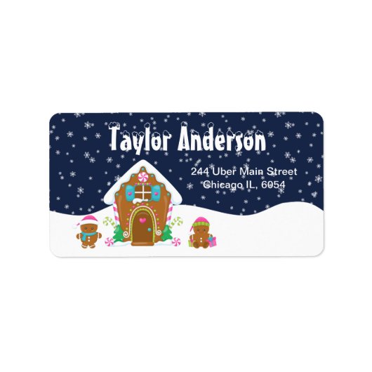 Kerstabrood House Pink en Navy Etiket (Voorkant)
