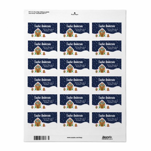 Kerstabrood House Pink en Navy Etiket (Full Sheet)