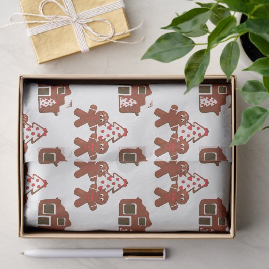 Kerstabrood Koekkerhuis Mensen Tissuepapier (Geschenk)