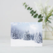 Kerstachtergrond met Snowy Fir Trees 2 Feestdagenkaart (Staand voorkant)