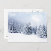 Kerstachtergrond met Snowy Fir Trees 2 Feestdagenkaart (Voorkant / Achterkant)