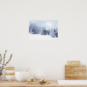 Kerstachtergrond met Snowy Fir Trees 2 Poster (Keuken)