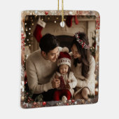 Kerstachtergrond | Minimale familiefoto Keramisch Ornament (Rechts)