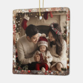 Kerstachtergrond | Minimale familiefoto Keramisch Ornament (Links)