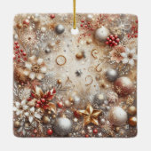 Kerstachtergrond | Minimale familiefoto Keramisch Ornament (Achterkant)