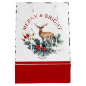 Kerstachtige bruine hert medium cadeauzakje (Achterkant)
