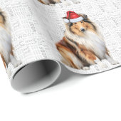 Kerstachtige collie voor de feestdag in Hondenlief Cadeaupapier (Rol Hoek)