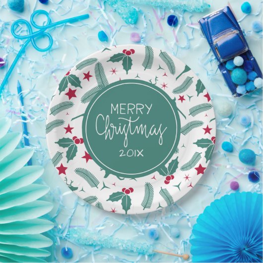 Kerstachtige en kerstherten papieren bordje (Feest)