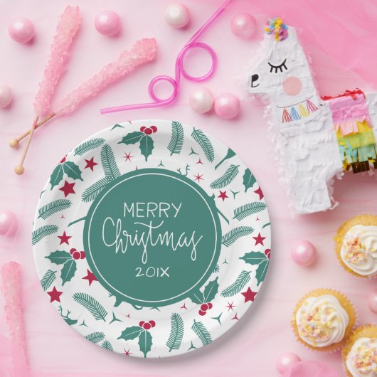 Kerstachtige en kerstherten papieren bordje (Feest)