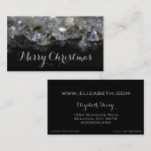Kerstachtige feestelijke Elegant Diamonds Black Visitekaartje (Voorkant / Achterkant)