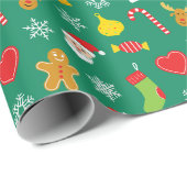 Kerstachtige groene achtergrond cadeaupapier (Rol Hoek)